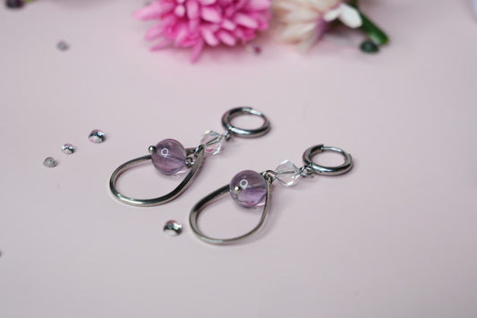 Selkeys & Henkinen yhteys — Ametistikorvakorut Swarovski-kristallilla